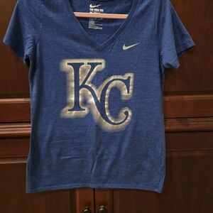 Nike Blue V-Neck Tee with KC Logo KANSAS CITY ROYALS